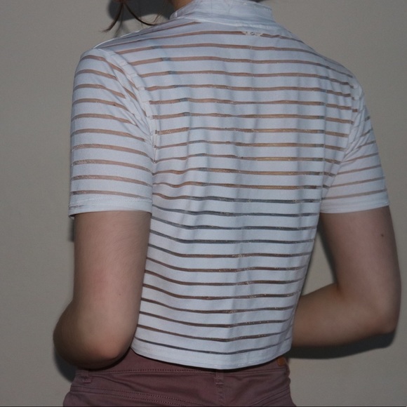 Mesh Striped Crop Top - Picture 2 of 4